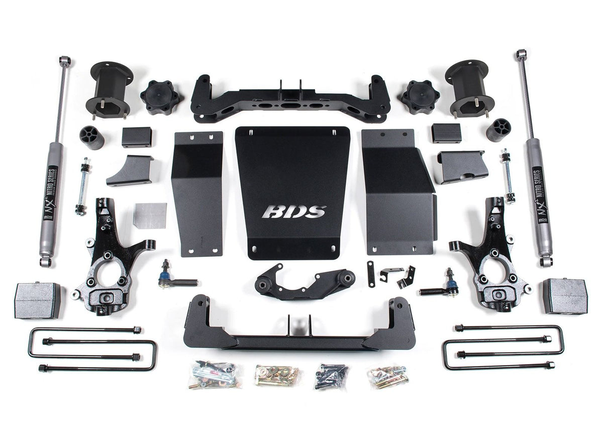 14-18 Chevrolet Silverado 1500 - GMC Sierra 1500 4WD 6.5 Inch Lift Kit (Aluminum / Stamped Steel), 4 Inch Rear Lift, Block, NX2 Nitro Series Shocks BDS Suspension