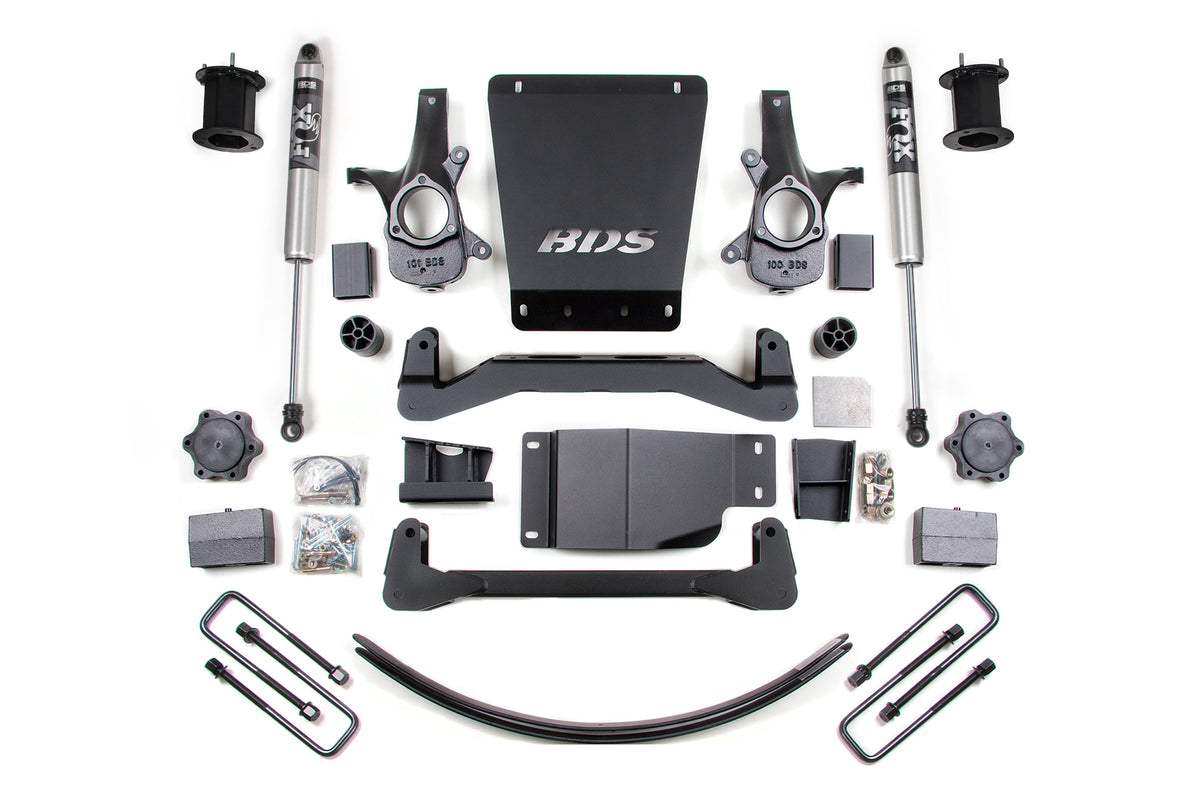 07-13 Chevrolet Silverado 1500 - GMC Sierra 1500 4WD 6 Inch Lift Kit, 4.5 Inch Rear Lift, Block and Add-A-Leaf, NX2 Nitro Series Shocks BDS Suspension
