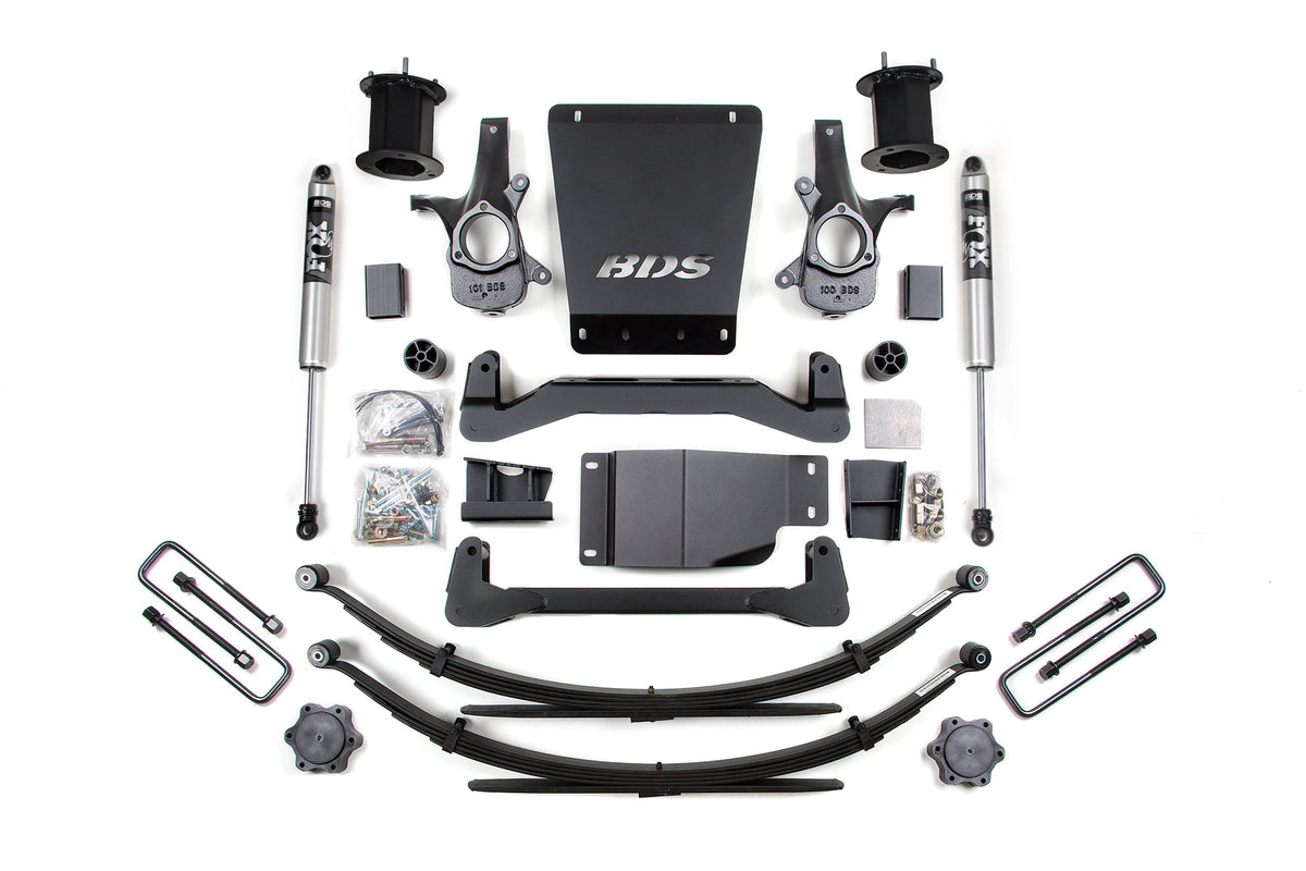 07-13 Chevrolet Silverado 1500 - GMC Sierra 1500 4WD 6 Inch Lift Kit, 5 Inch Rear Lift, Leaf Spring, Fox 2.0 IFP Performance Series Shocks BDS Suspension