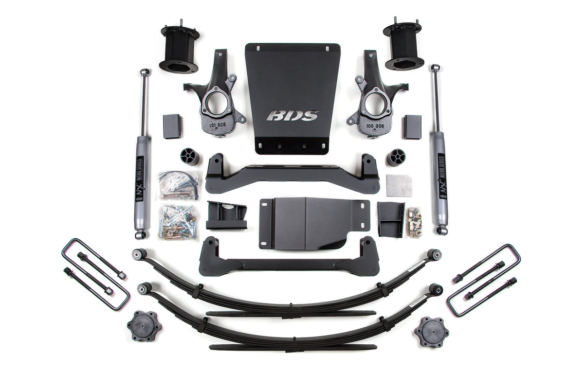 07-13 Chevrolet Silverado 1500 - GMC Sierra 1500 4WD 6 Inch Lift Kit, 5 Inch Rear Lift, Leaf Spring, NX2 Nitro Series Shocks BDS Suspension