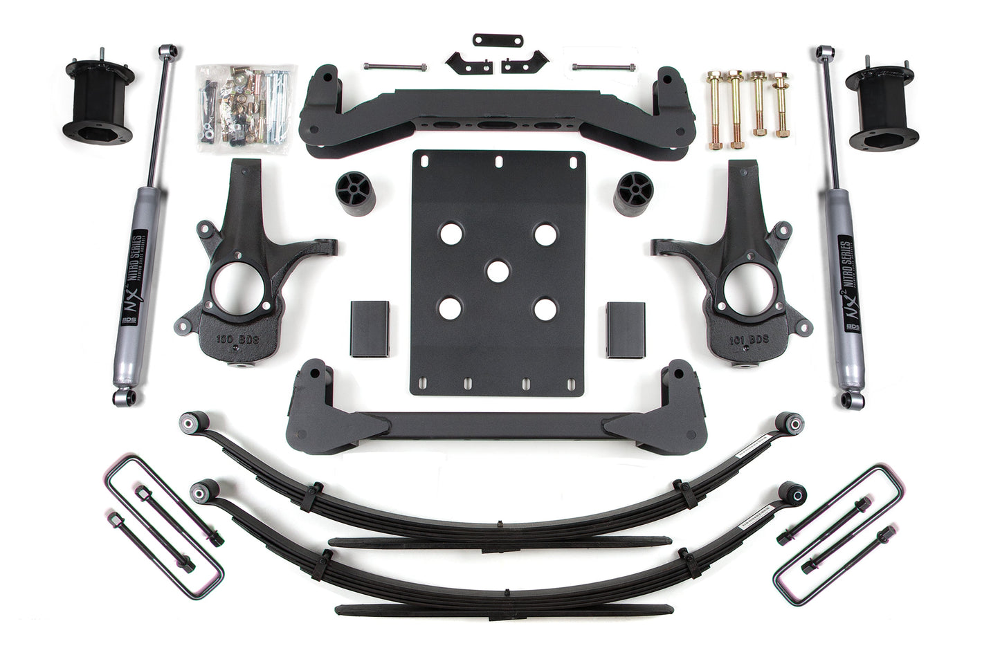 07-13 Chevrolet Silverado 1500 - GMC Sierra 1500 2WD 6 Inch Lift Kit, 5 Inch Rear Lift, Leaf Spring, NX2 Nitro Series Shocks BDS Suspension