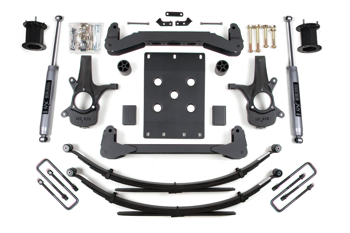 07-13 Chevrolet Silverado 1500 - GMC Sierra 1500 2WD 6 Inch Lift Kit, 5 Inch Rear Lift, Leaf Spring, NX2 Nitro Series Shocks BDS Suspension
