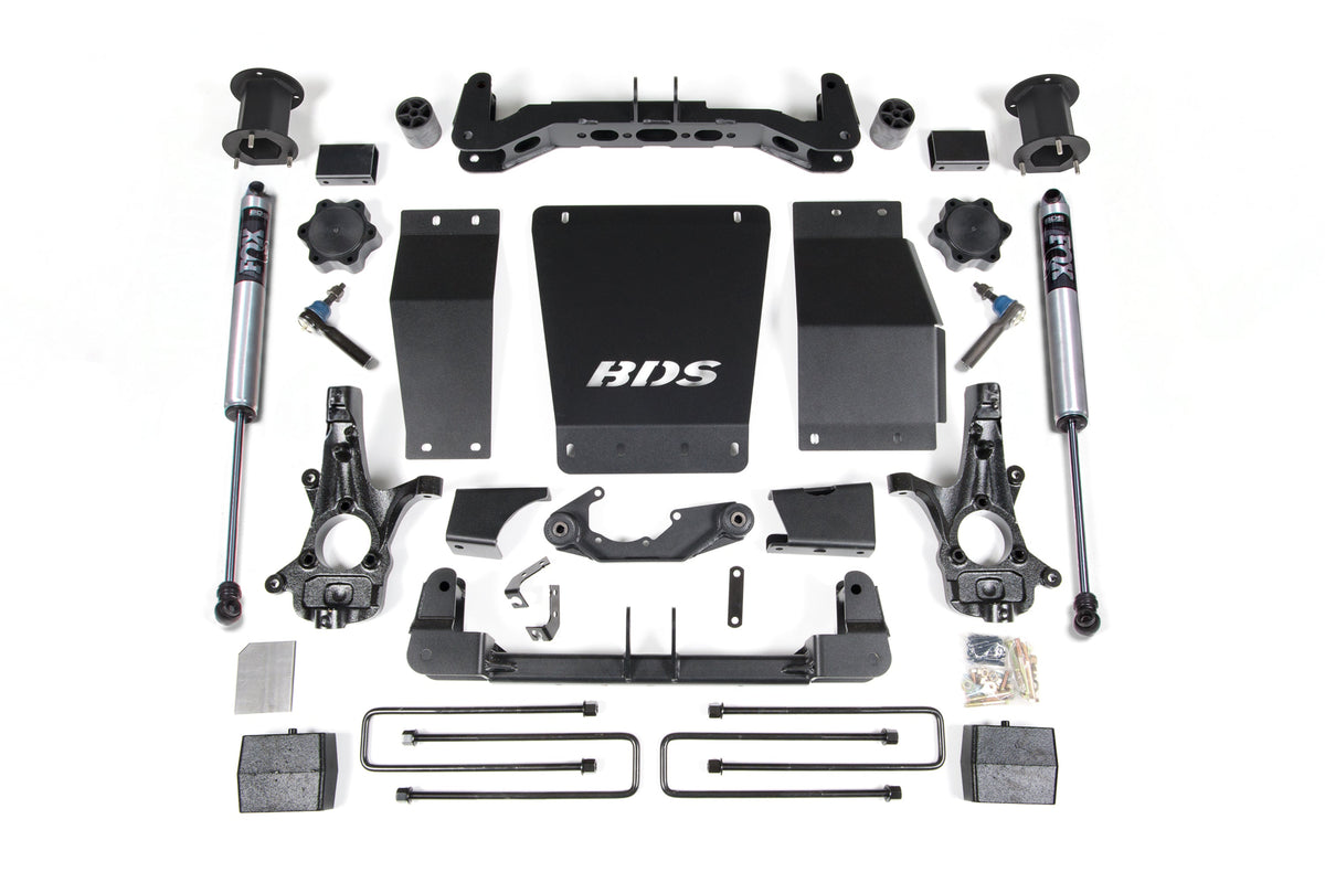 14-18 Chevrolet Silverado 1500 - GMC Sierra 1500 4WD 4.5 Inch Lift Kit (Cast Steel), 3 Inch Rear Lift, Block, Fox 2.0 IFP Performance Series Shocks BDS Suspension