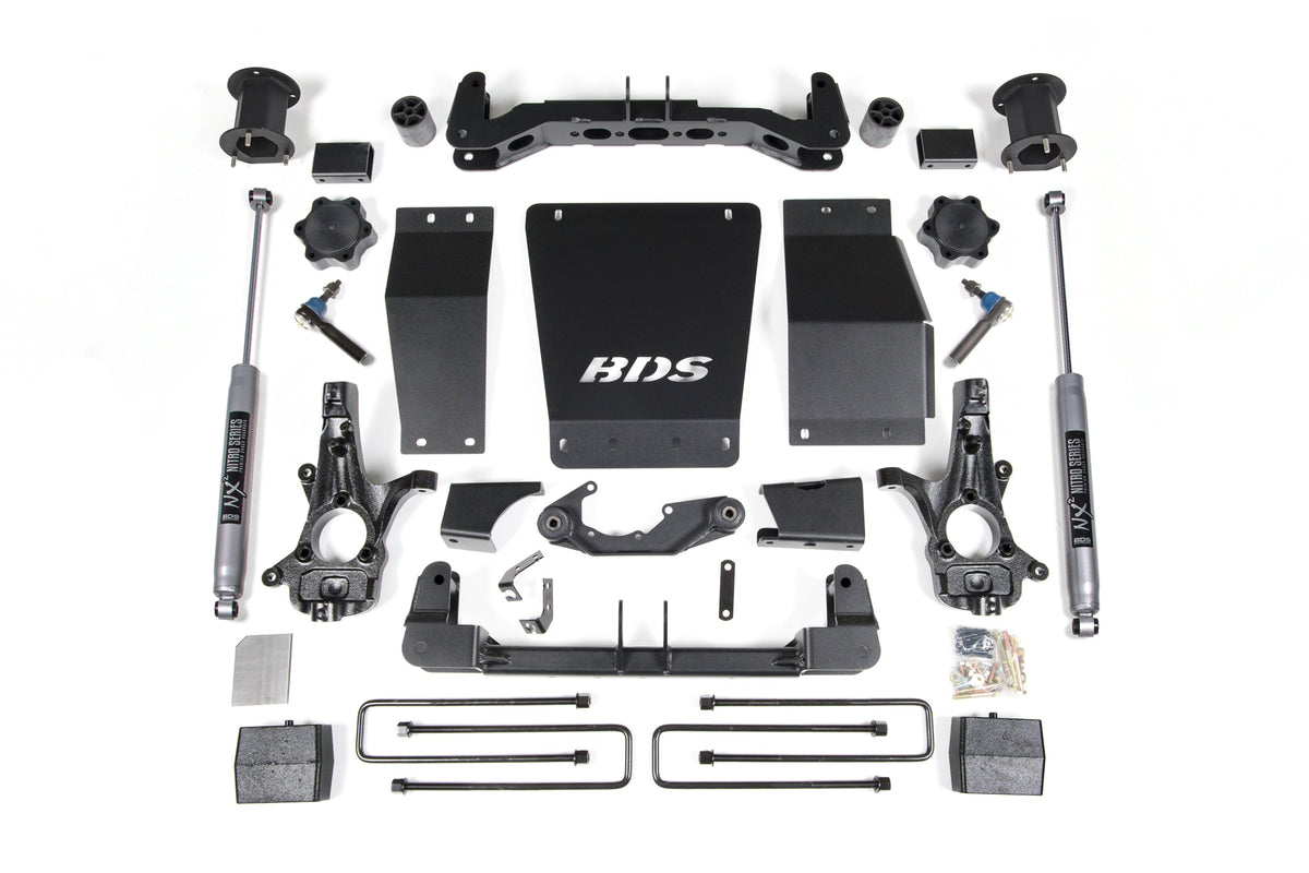 14-18 Chevrolet Silverado 1500 - GMC Sierra 1500 4WD 4.5 Inch Lift Kit (Cast Steel), 3 Inch Rear Lift, Block, NX2 Nitro Series Shocks BDS Suspension