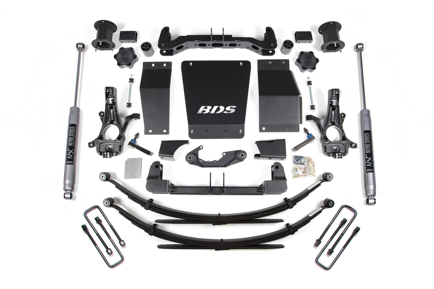 14-18 Chevrolet Silverado 1500 - GMC Sierra 1500 4WD 4.5 Inch Lift Kit (Cast Steel), 4 Inch Rear Lift, Leaf Springs, NX2 Nitro Series Shocks BDS Suspension