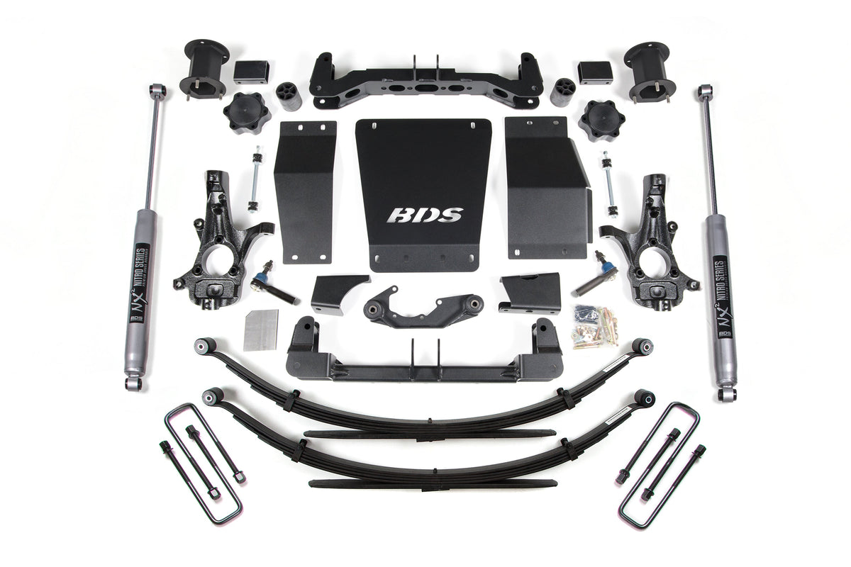 14-18 Chevrolet Silverado 1500 - GMC Sierra 1500 4WD 4.5 Inch Lift Kit (Cast Steel), 4 Inch Rear Lift, Leaf Springs, NX2 Nitro Series Shocks BDS Suspension