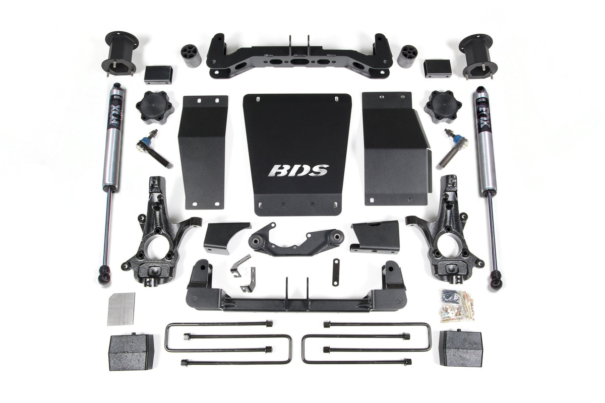 14-18 Chevrolet Silverado 1500 - GMC Sierra 1500 4WD 4.5 Inch Lift Kit (Aluminum / Stamped Steel), 3 Inch Rear Lift, Block, Fox 2.0 IFP Performance Series Shocks BDS Suspension