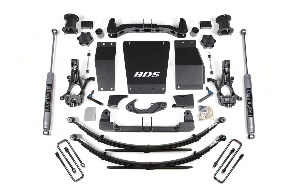 14-18 Chevrolet Silverado 1500 - GMC Sierra 1500 4WD 4.5 Inch Lift Kit (Aluminum / Stamped Steel), 4 Inch Rear Lift, Leaf Springs, NX2 Nitro Series Shocks BDS Suspension