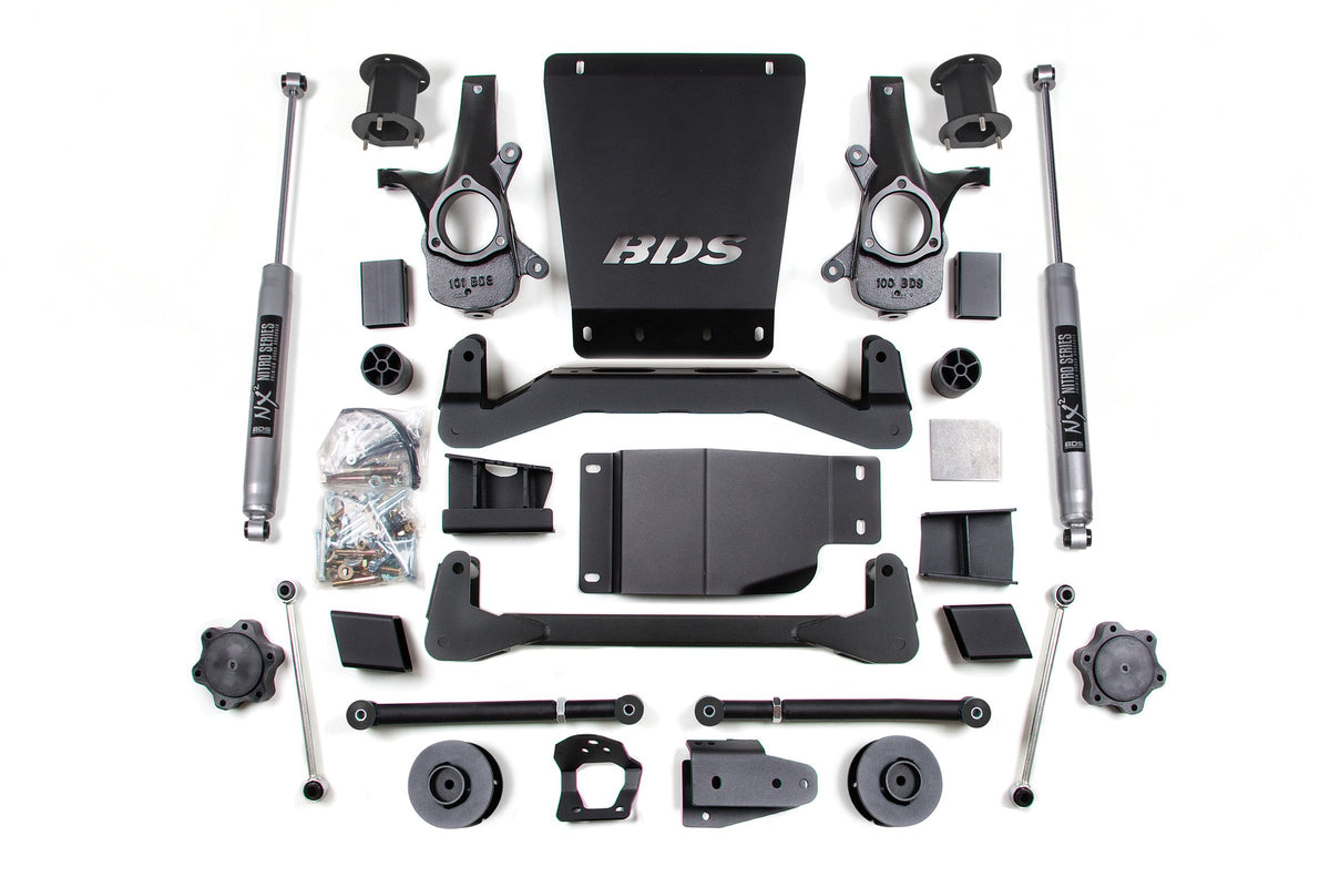 07-14 Chevrolet SUV - GMC SUV 4WD 4.5 Inch Lift Kit, 2 Inch Rear Lift, Spacer, NX2 Nitro Series Shocks BDS Suspension