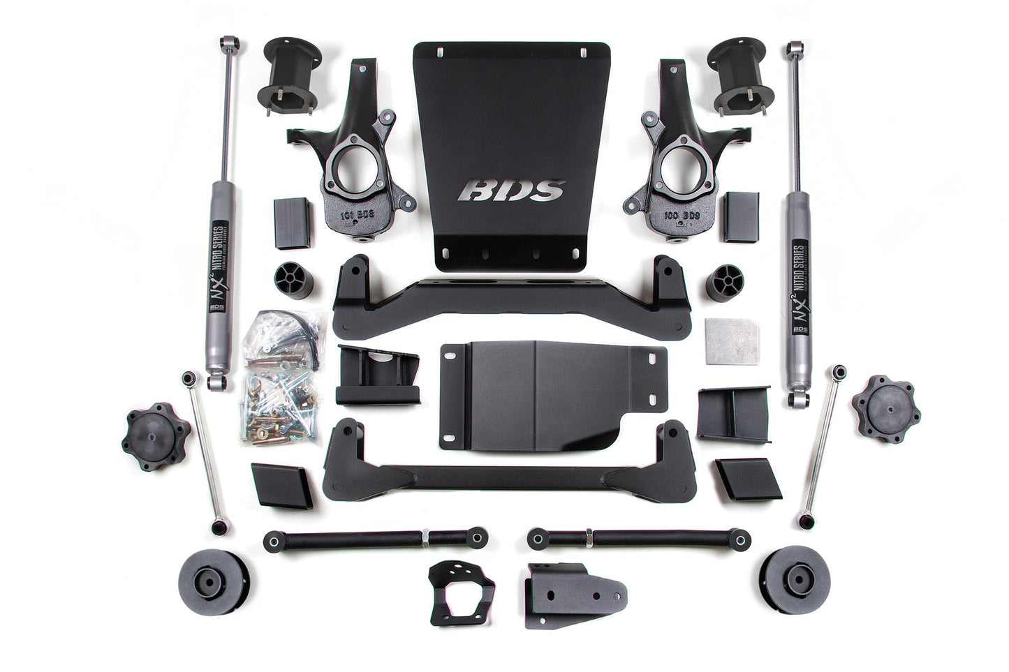 07-14 Chevrolet SUV - GMC SUV 4WD 4.5 Inch Lift Kit, 3 Inch Rear Lift, Spacer, NX2 Nitro Series Shocks BDS Suspension