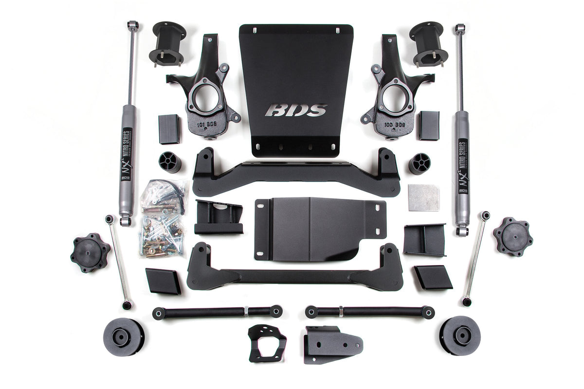 07-14 Chevrolet SUV - GMC SUV 4WD 4.5 Inch Lift Kit, 3 Inch Rear Lift, Spacer, NX2 Nitro Series Shocks BDS Suspension