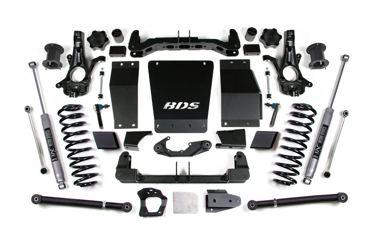 15-20 Chevrolet SUV - GMC SUV 4WD 6 Inch Lift Kit (Aluminum / Stamped Steel), 5 Inch Rear Lift, Coil Spring, NX2 Nitro Shocks BDS Suspension