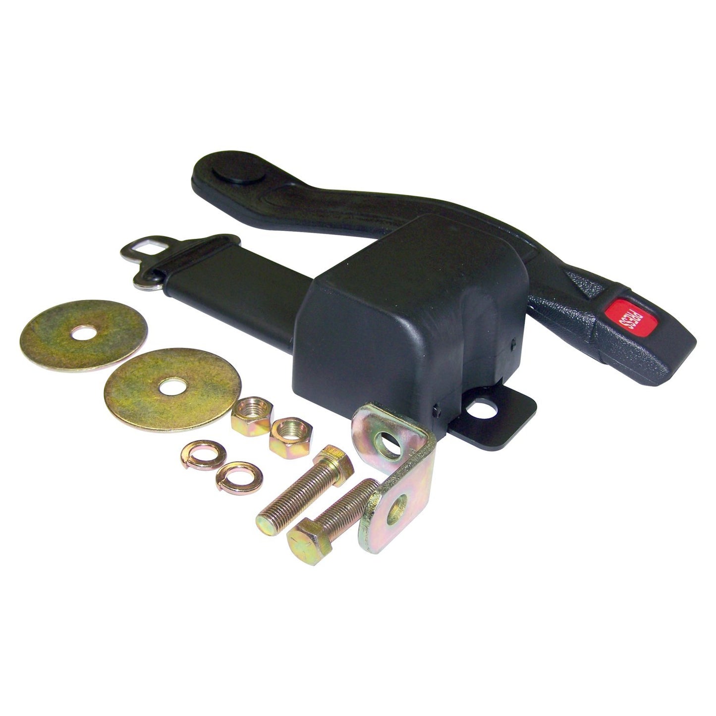 Front Seat Belt for 1976-1981 Jeep CJ-5, CJ-7, CJ-8, 2 Point Retractable, Black Crown Automotive