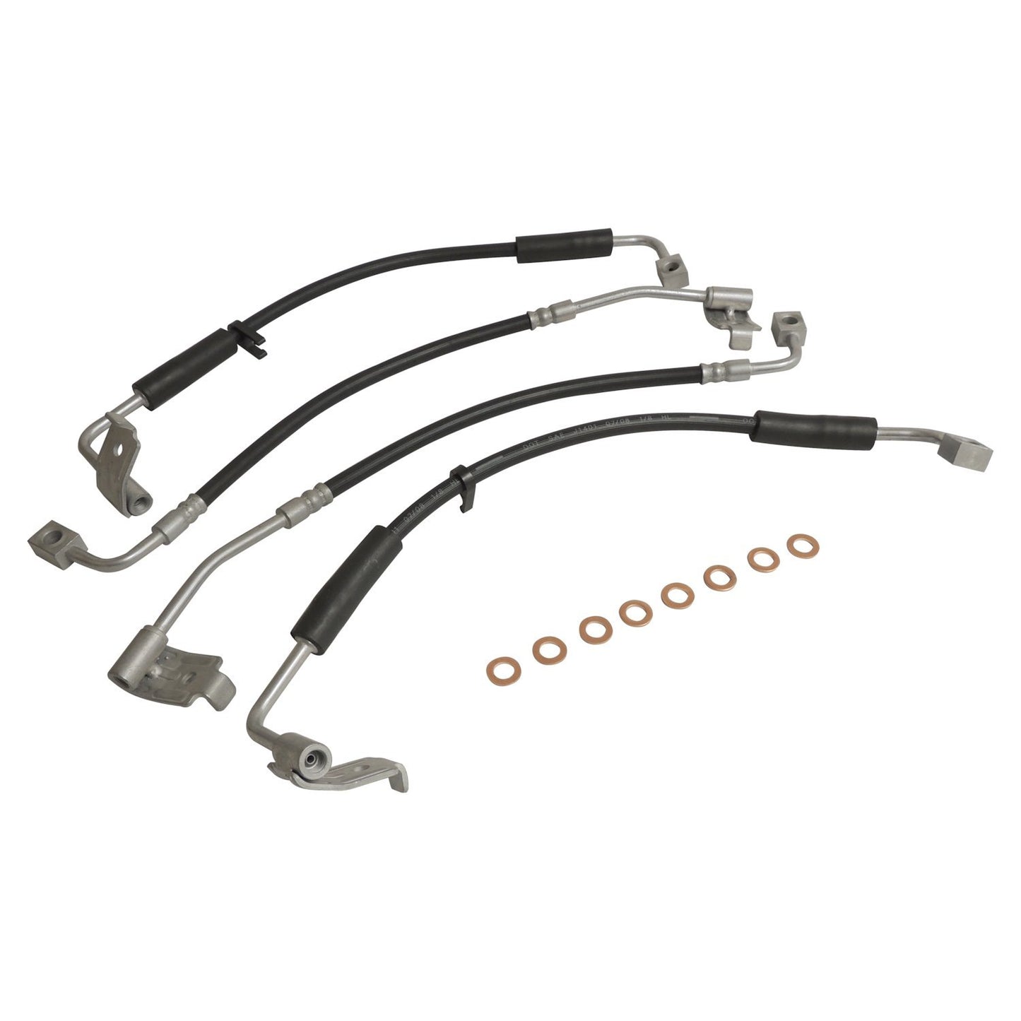 Brake Hose Kit for 07-10 Jeep Wrangler, Left & Right, Front & Rear Brake Hoses Crown Automotive