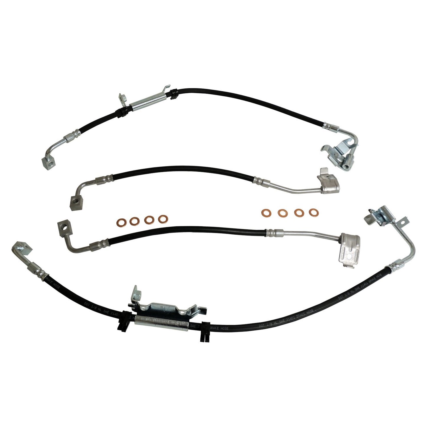 Brake Hose Kit for 11-18 Jeep Wrangler, Left & Right, Front & Rear Brake Hoses Crown Automotive