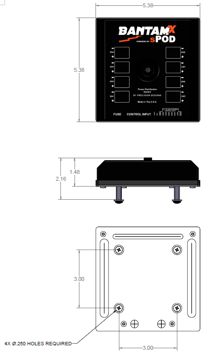 BantamX Modular w/ Amber LED with 36 Inch battery cables sPOD-2