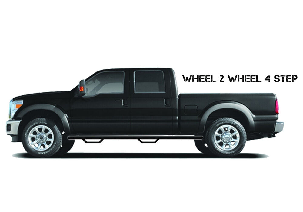 Nerf Step Bar Wheel-to-Wheel without Bed Access (2 Steps per Side) 3 Inch Main Tube Diameter 2014-2018 Chevy Silverado/GMC Sierra 5' 9 Inch Bed Crew Cab Textured Black N Fab NFab-5