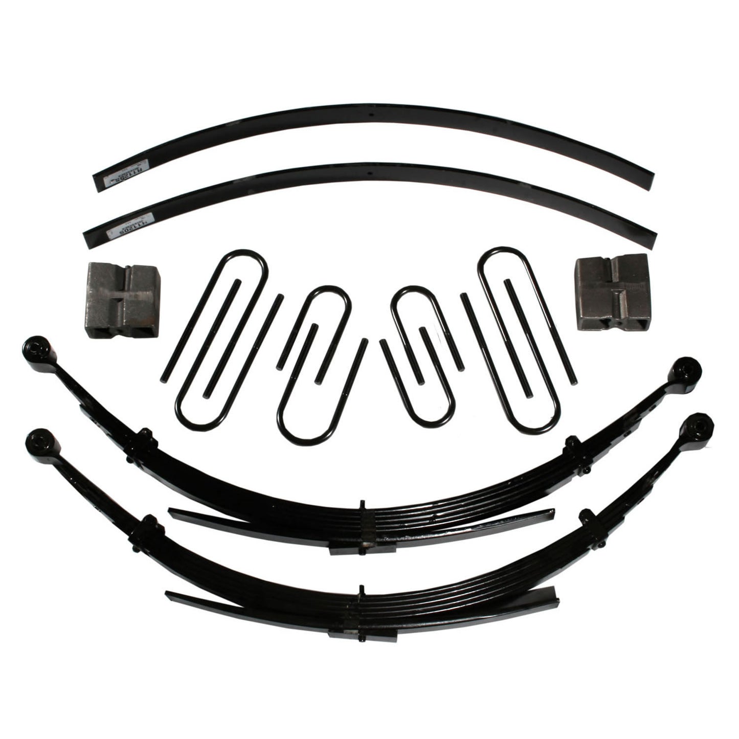 Lift Kit 8 Inch Lift 67-73 Chevrolet K10 Pickup Includes Front Leaf Springs Front/Rear U Bolt Kits Bushing Kit Rear Block Brake Line Bracket Rear Add-A-Leafs Skyjacker