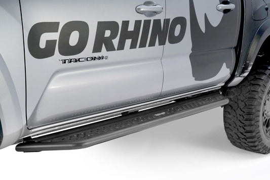 Dominator Xtreme D6 SideSteps With Mounting Bracket Kit Textured Black 2005-2023 Toyota Tacoma Go Rhino-1
