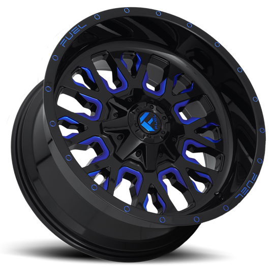 Aluminum 20X10 Stroke D645 Gloss Blue/Milled Fuel Off Road Wheels-1