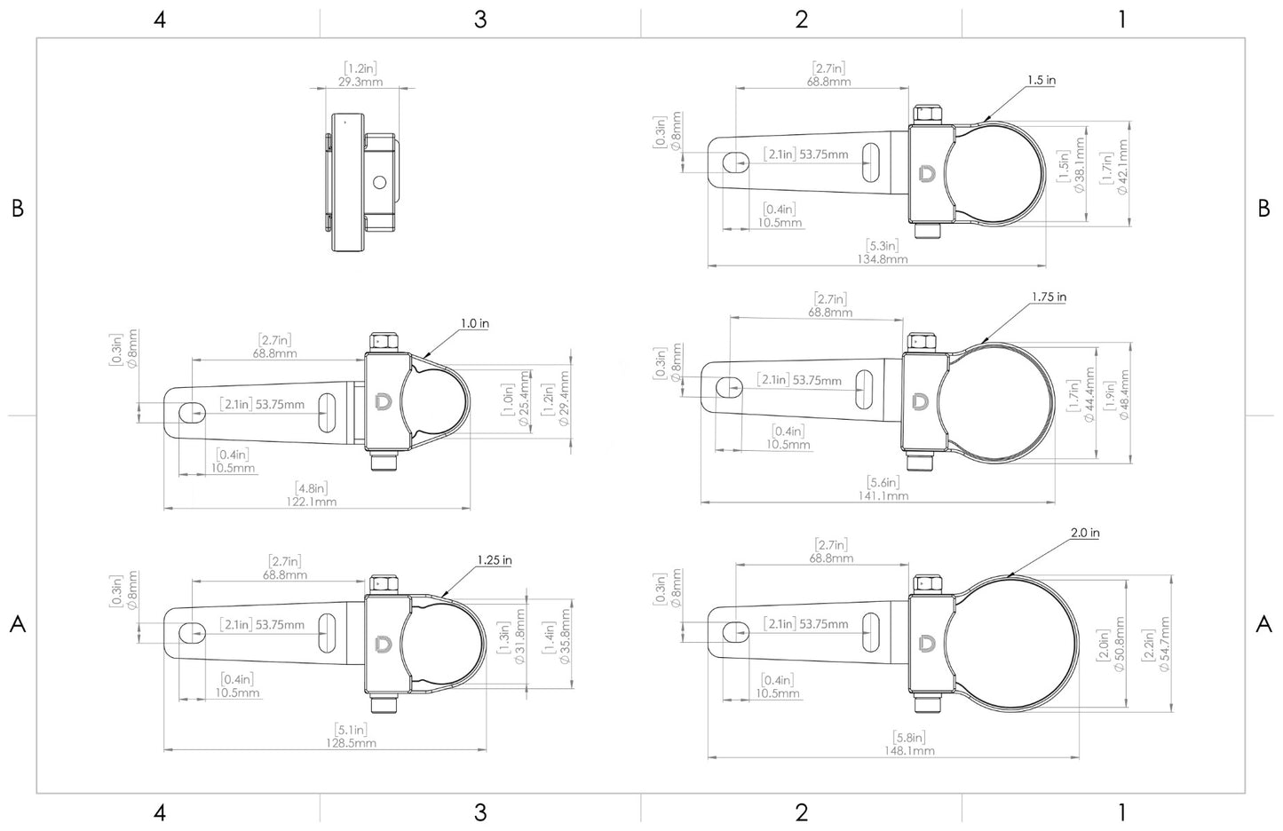 Diode Dynamics Stage Series 1 inch Roll Bar Mount Kit Diode Dynamics
