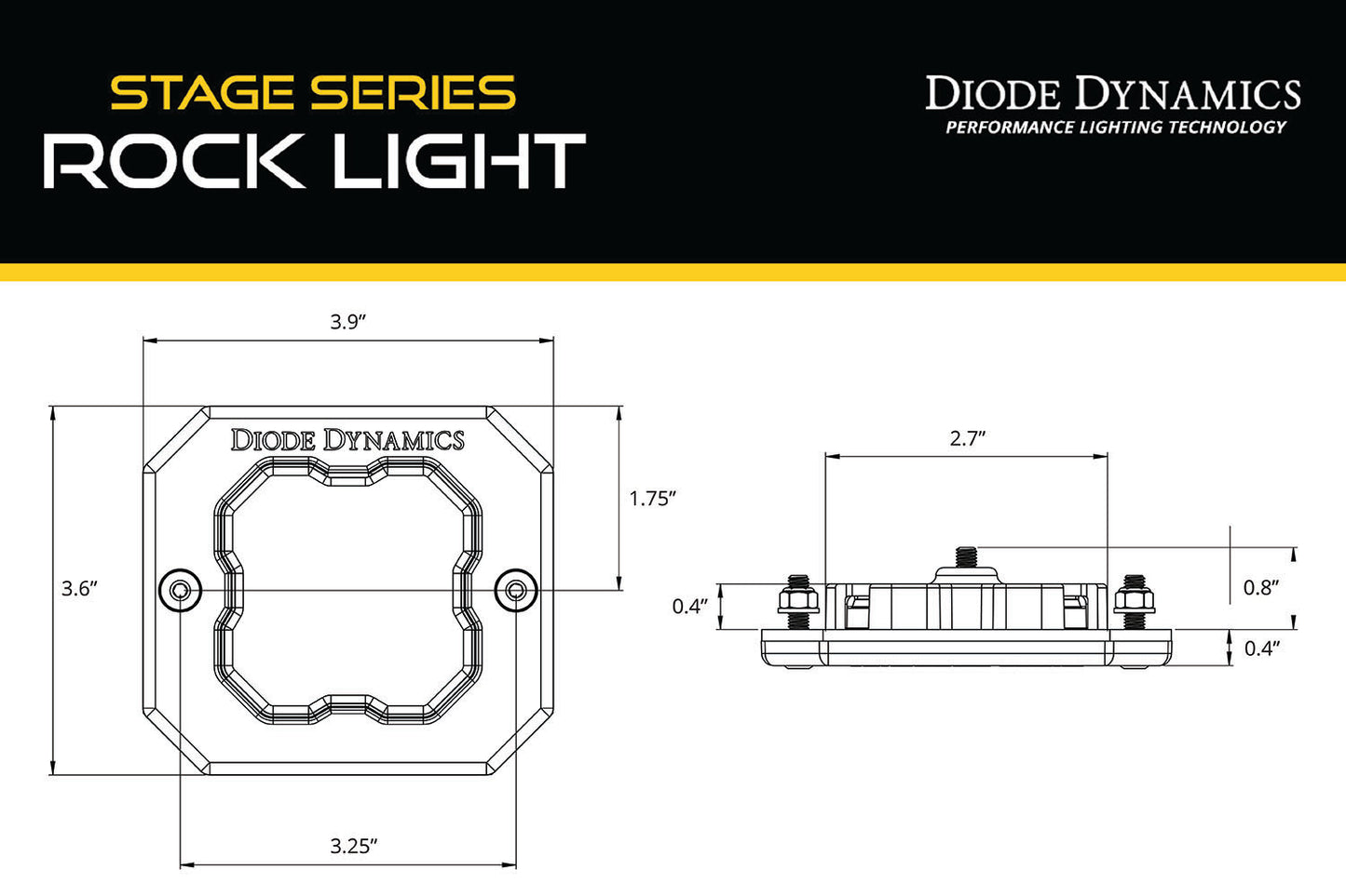 Diode Dynamics Stage Series Rock Light Flush Mount Adapter Kit (one) Diode Dynamics