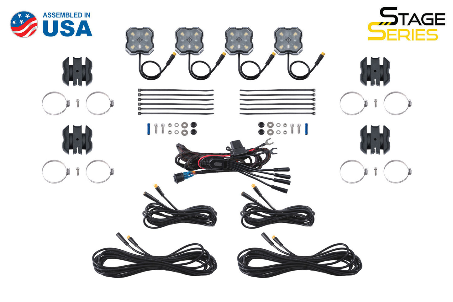 Diode Dynamics Stage Series SXS Rock Light Installer Kit, RGBW M8 (4-pack) Diode Dynamics