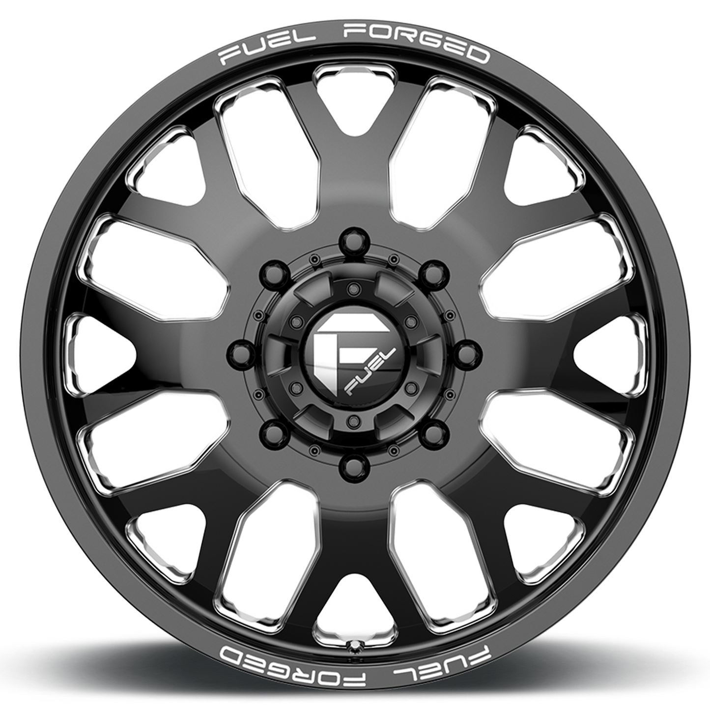 Dually 20X8.25 FF19D Dually DE19 BK Gloss Black Milled Fuel Off Road Wheels-11
