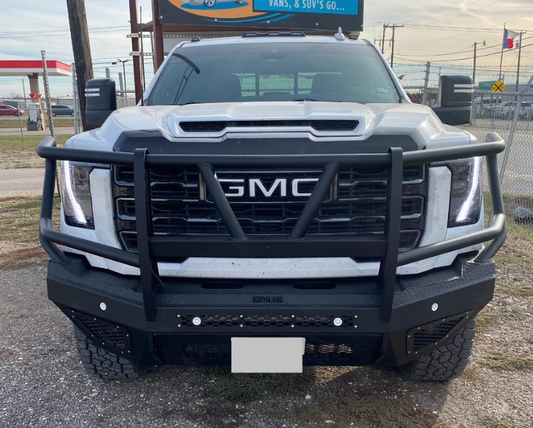 T2 Front Bumper Extreme For 2024-2026 Sierra 2500/3500 HD Sensor Cutouts Factory Fog lights Standard Skid Plate With Mesh Grill With Camera Harness Bodyguard Bumpers-1