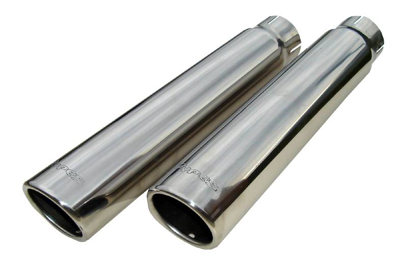 Tail Pipe Tip Set 2.5 in-3 in x 12 in L Clamp On Hardware Not Incl Polished 304 Stainless Steel Pair Pypes Performance Exhaust