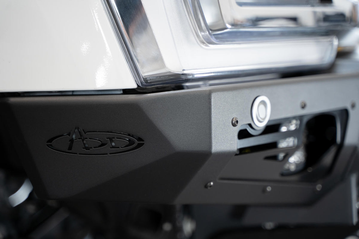 2023-2025 Ford Super Duty F-250 F-350 Bomber Front Bumper Recessed Mounts for 3 Baja LP6 Lights in Center Addictive Desert Designs-9