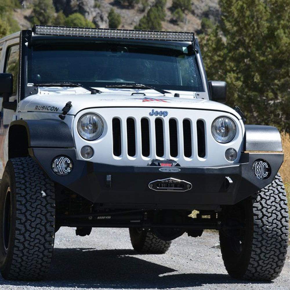Jeep JK Full Front Bumper For 07-18 Wrangler JK With Winch Plate No Bull Bar Black Powdercoated Rigid Series Rock Slide Engineering-5