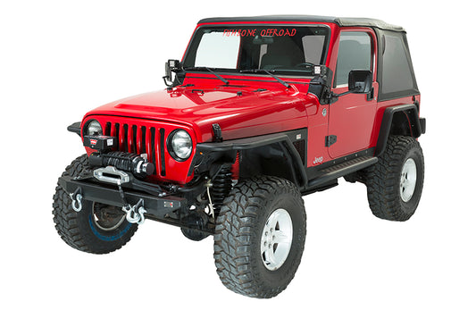 Jeep TJ Front Bumper 97-06 Wrangler TJ Rubicon and Unlimited Steel Black Textured Powdercoat Piranha Series Fishbone Offroad-1
