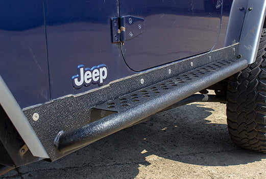 Jeep LJ Rock Slider W/Tube Step Black Powdercoat Fishbone Offroad-1