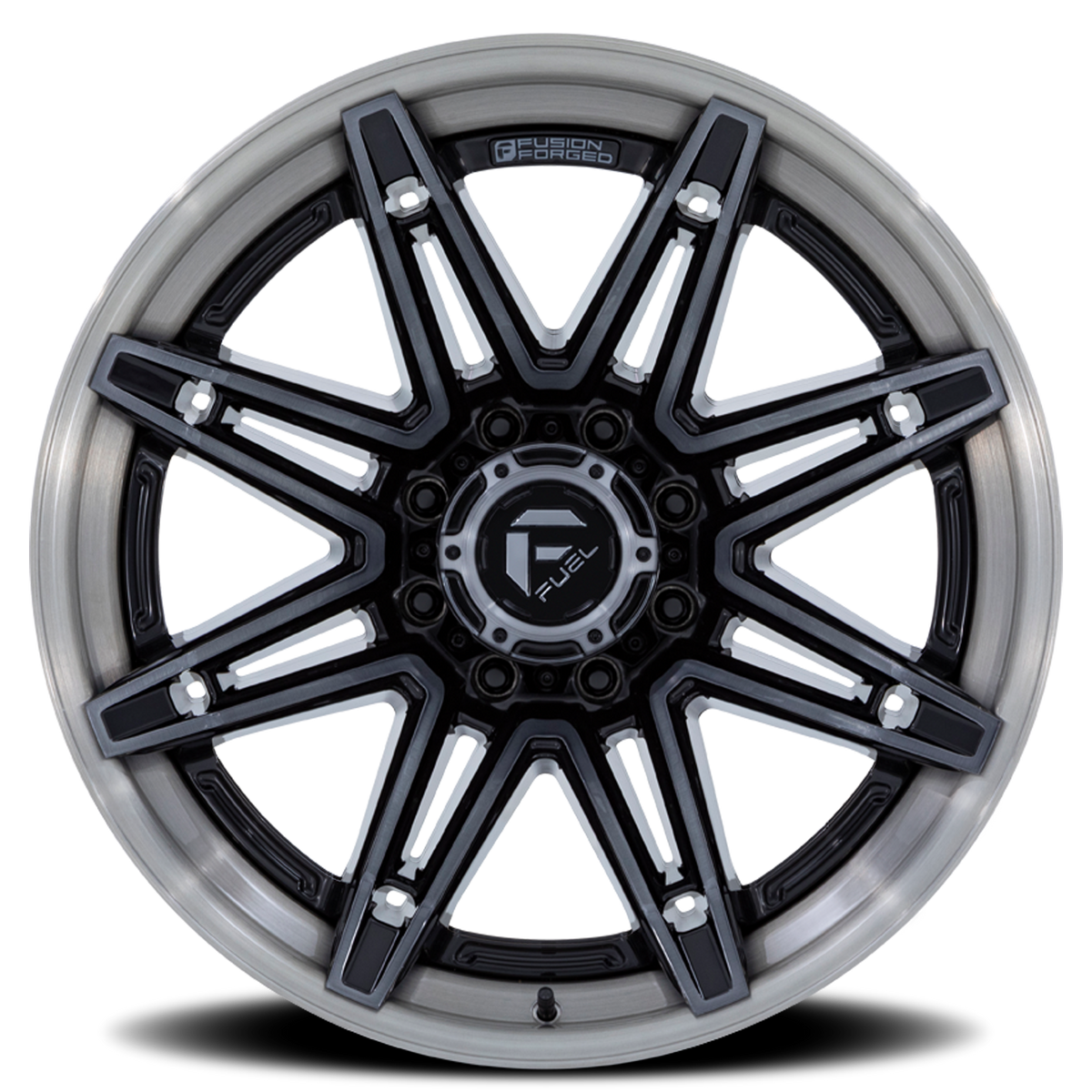 Aluminum 22X12 Brawl FC401BT Gloss Black Brushed Dark Tint Fuel Off Road Wheels-14