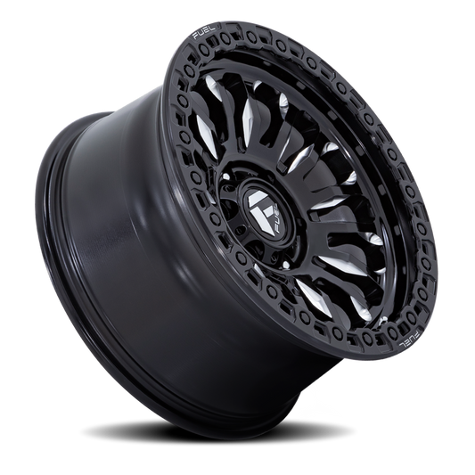 Aluminum 17X9 Rincon SBL FC857BE Gloss Black Milled Fuel Off Road Wheels-1