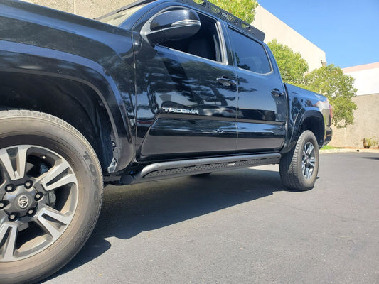 Dominator Xtreme D1 SideSteps With Mounting Bracket Kit Textured Black 2018-2023 Toyota Tacoma Go Rhino-1