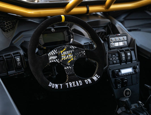 Don't Tread on Me Comp-R Suede Steering Wheel 13 Inch Diameter D-Shaped PRP Seats-1