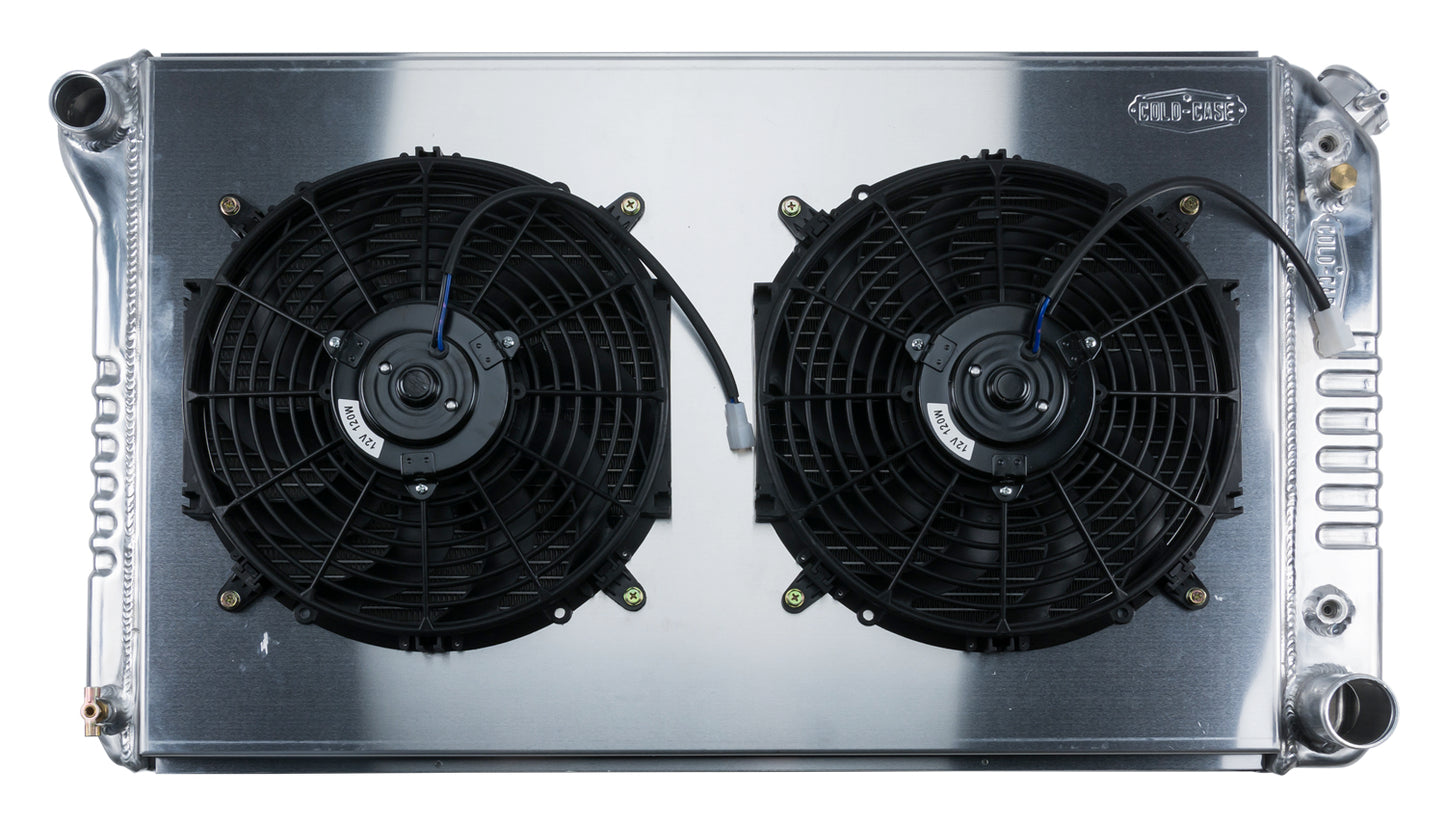 77-87 Chevy/GMC Pickup Truck Aluminum Radiator And 14 Inch Dual Fan Kit Cold Case Radiators