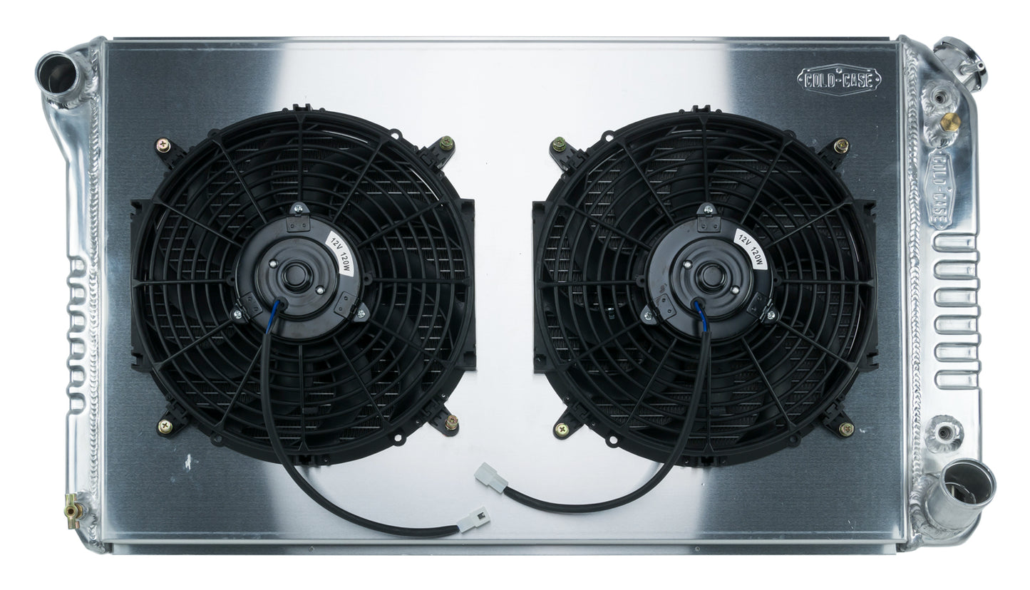 67-76 Chevy GMC Pickup Truck Aluminum Radiator And 12 Inch Fan Kit AT Cold Case Radiators