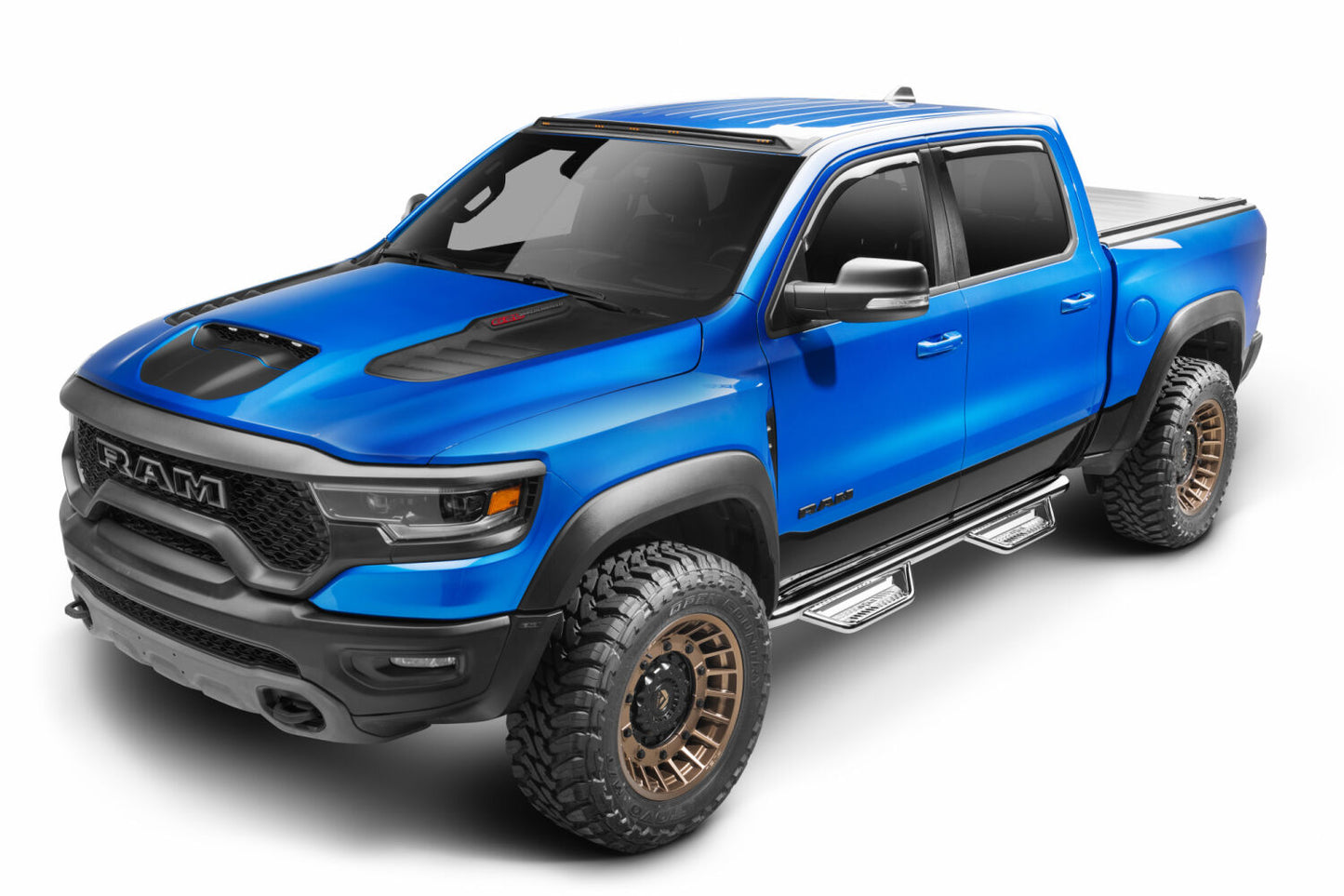 Podium Step SS Cab Length (2 Steps per Side) 3 Inch Main Tube Diameter 2019-2025 (New Body Style) Ram 1500 Crew Cab Polished Stainless NFab-4