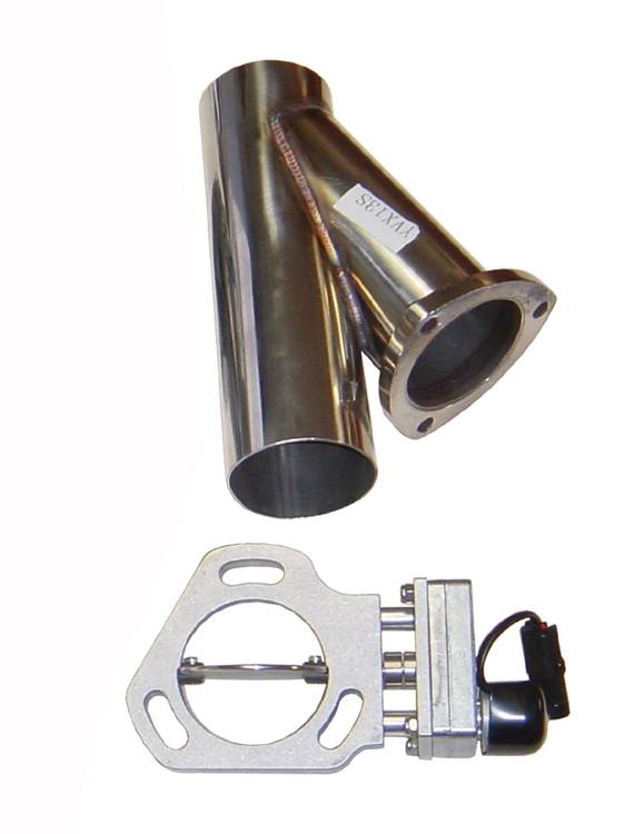 Y Electric Dump Cutout 2.5 in Hardware Incl Natural Aluminum And 304 Stainless Steel Pypes Performance Exhaust