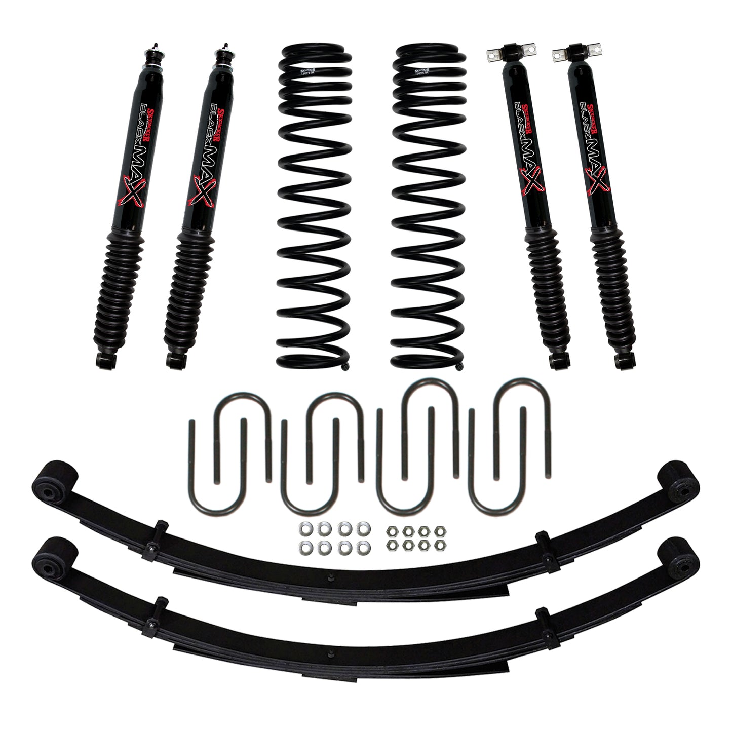 3 Inch Suspension Lift System 84-01 Cherokee XJ W/Front Dual Rate Long Travel Coil Springs Rear U-bolts Rear Leaf Springs Skyjacker-1
