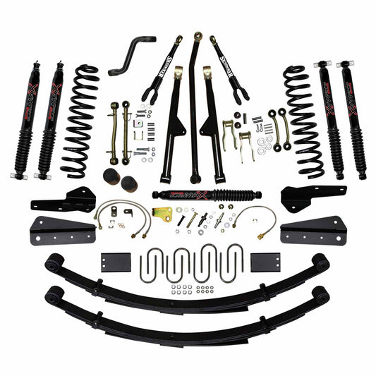 6 In Lift 84-01 Cherokee XJ Sys W/Front DR/LT Coil Springs Pitman Arm Bump Stop Spacers Lower and Upper Adjust Control Arms Skyjacker-1