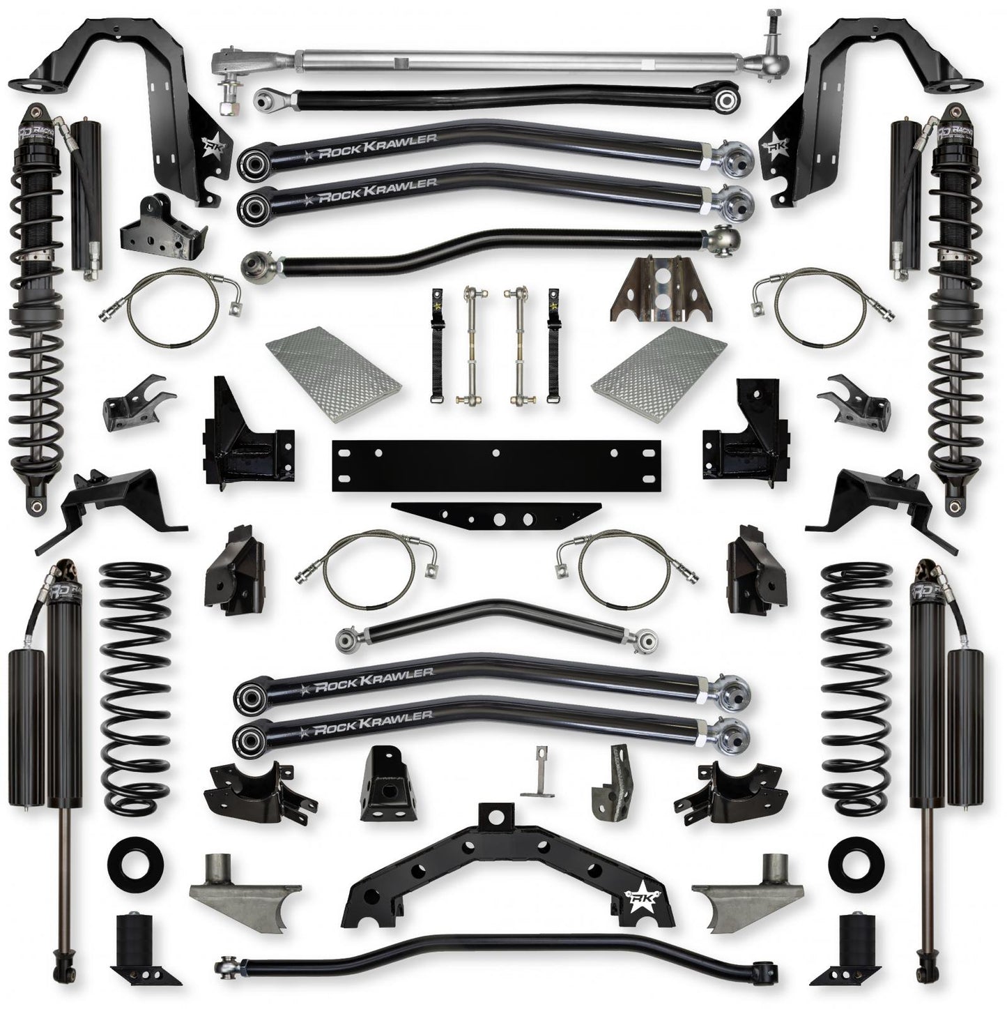 4.5 Inch X-Factor X2 Rear 6 Inch Stretch Coilover Long-Arm Suspension System for Jeep Wrangler JK Rock Krawler