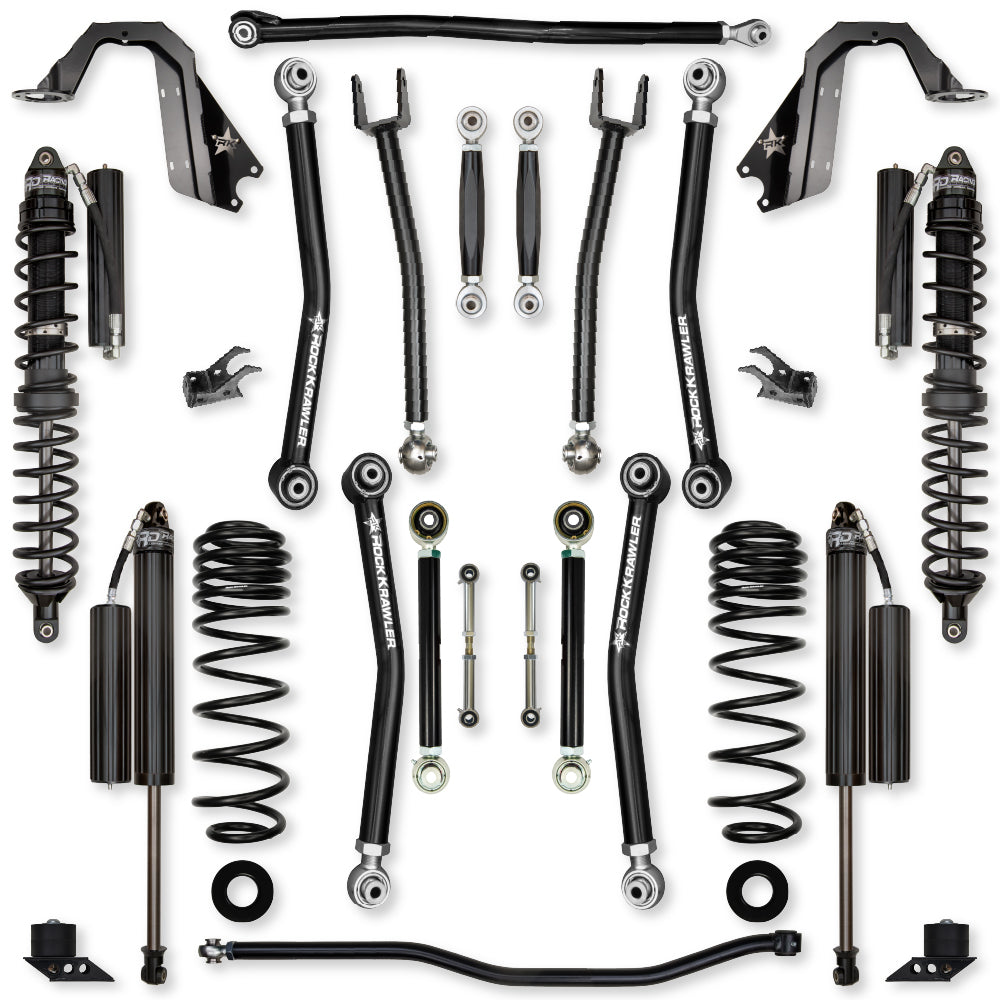 2.5 Inch X-Factor Coilover No Limits Mid-Arm Suspension System for Jeep Wrangler JLU 392 Models Comp Stage 1 Rock Krawler