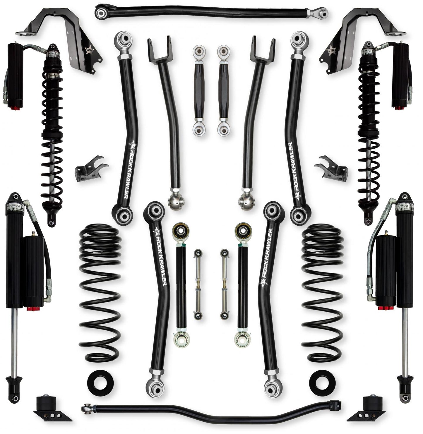 3.5 Inch X-Factor Coilover No Limits Mid-Arm Suspension System for Jeep Wrangler JLU 392 Models Comp System Stage 2 Rock Krawler