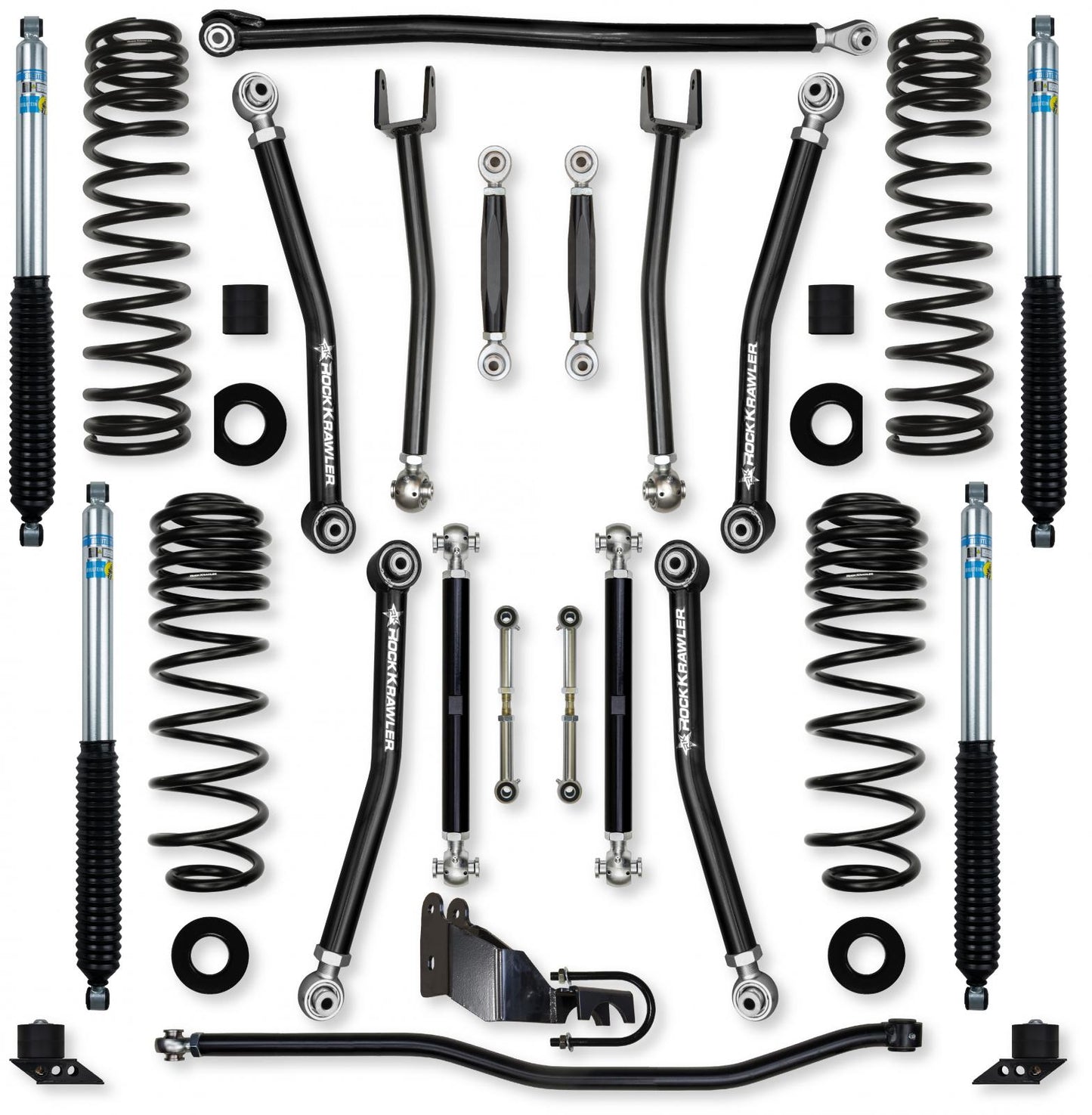 3.5 Inch X-Factor No Limits Mid-Arm Suspension System for Jeep Wrangler JLU 4XE Models Includes 2 24-310635 and 2 33-292977 Bilstein 5100 Shock Rock Krawler