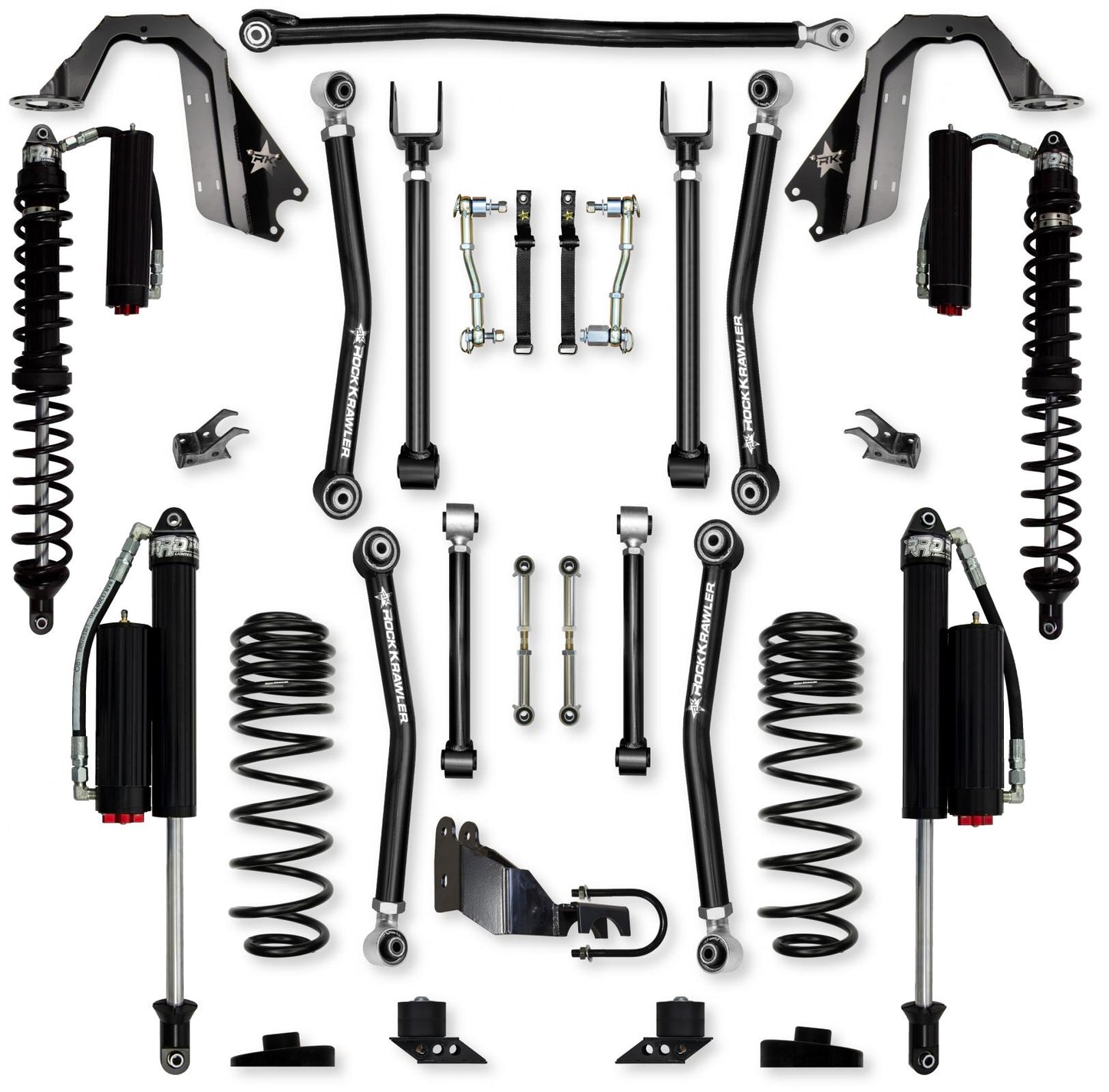 4.5 Inch Adventure X Coilover Mid-Arm Suspension System for Jeep Wrangler JLU 4XE Models Comp System Stage 2 Rock Krawler