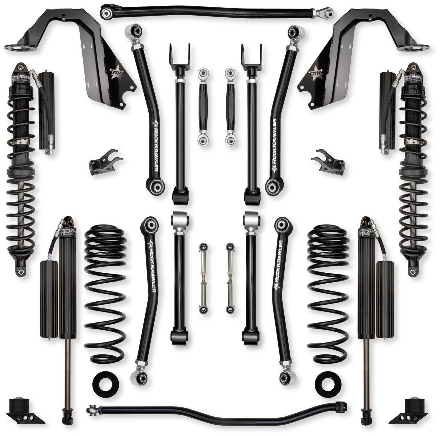 4.5 Inch Adventure X Coilover No Limits Mid-Arm Suspension System for Jeep Wrangler JLU Gas Models Comp Stage 1 Rock Krawler